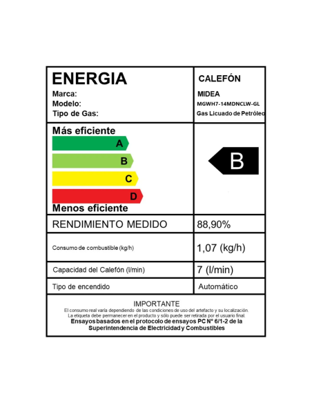 Calefont 7 Litros Tiro Natural Gas Licuado Midea