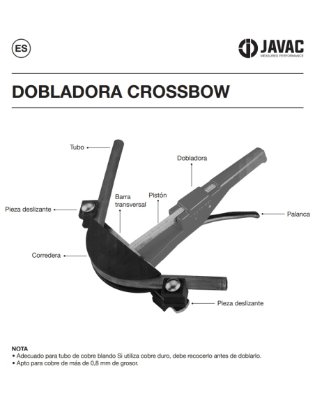 Doblador de Tubos Javac 3/8 - 1/2 - 5/8 - 3/4 - 7/8 JAV-404L