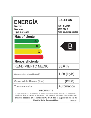 Calefont 8 litros Gas licuado Tiro natural...
