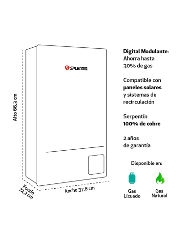 Calefont 14 litros Gas licuado Tiro natural...