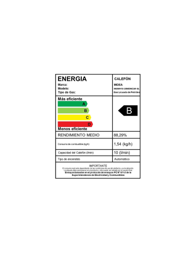 Calefont 10 Litros Tiro Natural Gas Licuado Midea