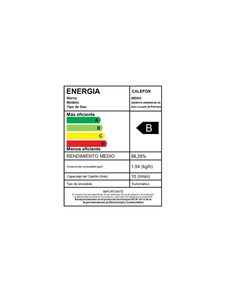 Calefont 10 Litros Tiro Natural Gas Licuado Midea