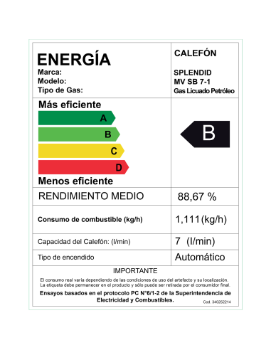 Calefont 7 Litros Gas Licuado Tiro Natural...
