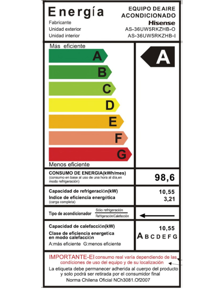 Aire Acondicionado Hisense 36.000 BTU Hi-Vida - Inverter Expert
